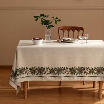 ISAENNE Christmas Tablecloth for Rectangle Tables - Elegant Design