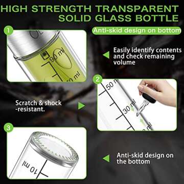 JOFUYU Olive Oil Sprayer, Spray Bottle, Portable Oil Dispenser Mister for Cooking, BBQ, Salad, Baking, Roasting, Grilling, Frying, Glass Bottle, 100ml