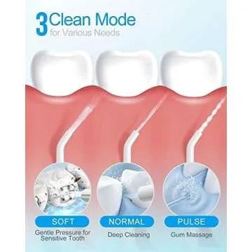 Cordless Water Flosser Teeth Cleaner, Blue and Grey Bundle Nicefeel 300ML Portable and USB Rechargeable Oral Irrigator for Travel, IPX7 Waterproof, 3-Mode Water Flossing with 4 Jet Tips for Home