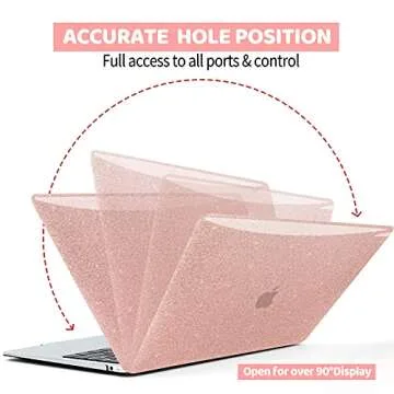 Anban Compatible with MacBook Air 13 inch Case 2022 2021 2020 2019 2018 Release A2337 M1 A2179 A1932 Touch ID, Glitter Smooth Hard Protective Case & Sparkle Laptop Sleeve & Keyboard Cover, Rose Gold