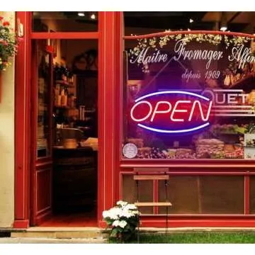 Large LED Neon Open Sign 18"x 8.6" for Business, Powered by USB with ON/OFF Switch Adjustable Brightness Open Neon Lights for Party Bar Salon Hotel Stores Window Wall Decor