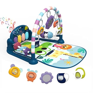 dearlomum Baby Play Mat Baby Gym,Funny Play Piano Tummy Time Baby Activity Mat with 5 Infant Sensory...