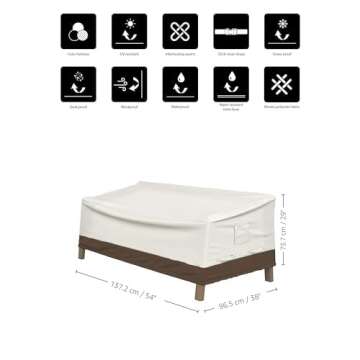 Amazon Basics 2 Seater Outdoor Patio Deep Lounge Sofa Cover, Beige/Tan