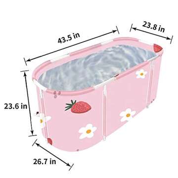 Portable Folding Bathtub Soaking Bath Tub, Separate Family Bathroom SPA Tub for Adult, BDL Freestand...