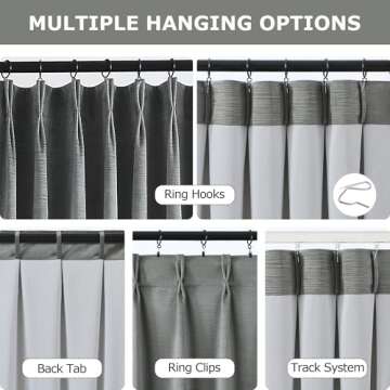 Vision Home Dark Grey Velvet Blackout Curtains 40"Wx84"