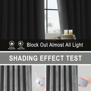 Vision Home Dark Grey Velvet Blackout Curtains 40"Wx84"