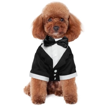 Kuoser Dog Tuxedo, Dog Wedding Suit with Bow Tie Formal Dog Tux Pet Wedding Party Birthday Costume, ...