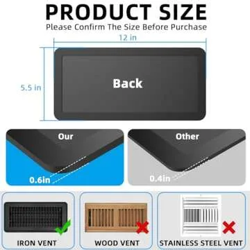 Magnetic Vent Covers (4-Pack) for Complete Sealing of Residential Standard Floor Vent Covers 5.5" X 12" for Floor Wall and Ceiling Vent Covers RV Residential HVAC and Air Conditioning Vents Black