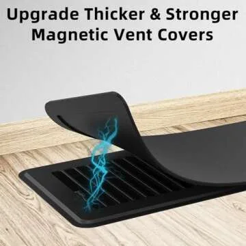 Magnetic Vent Covers (4-Pack) for Complete Sealing of Residential Standard Floor Vent Covers 5.5" X 12" for Floor Wall and Ceiling Vent Covers RV Residential HVAC and Air Conditioning Vents Black