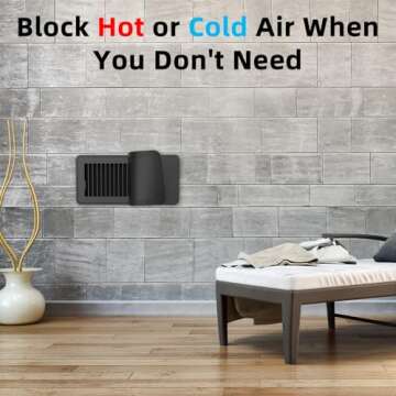 Magnetic Vent Covers (4-Pack) for Complete Sealing of Residential Standard Floor Vent Covers 5.5" X 12" for Floor Wall and Ceiling Vent Covers RV Residential HVAC and Air Conditioning Vents Black