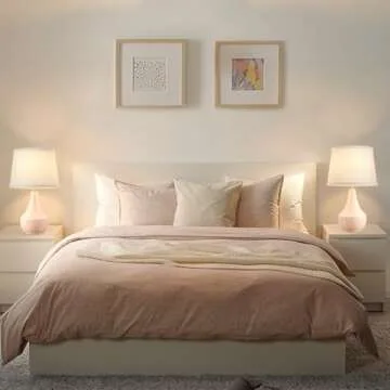 GyroVu Table Lamp Set of 2, 18.63” Ceramic Table Lamp Classic Beside Lamps Nightstand Lamp Modern Table Lamp for Living Room, Bedroom & Office Rocker Swtich Pink-LED Bulbs Included