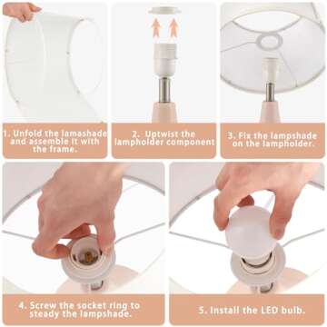 GyroVu Table Lamp Set of 2, 18.63” Ceramic Table Lamp Classic Beside Lamps Nightstand Lamp Modern Table Lamp for Living Room, Bedroom & Office Rocker Swtich Pink-LED Bulbs Included