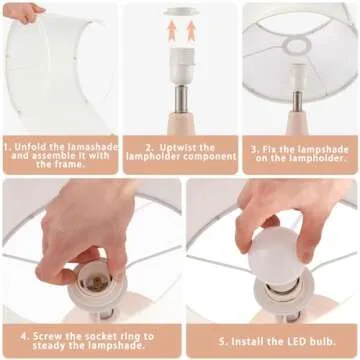 GyroVu Table Lamp Set of 2, 18.63” Ceramic Table Lamp Classic Beside Lamps Nightstand Lamp Modern Table Lamp for Living Room, Bedroom & Office Rocker Swtich Pink-LED Bulbs Included