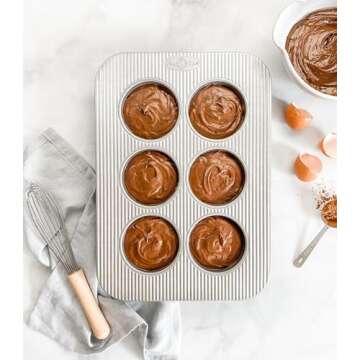 USA Pan Nonstick Toaster Oven 6 Cup Muffin Pan, Aluminized Steel