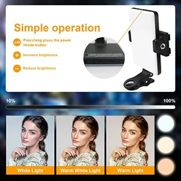 GreatLPT Clip-On Selfie Light with 60 LED and 2000mAh Battery