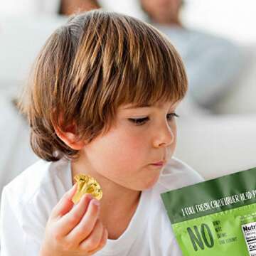 Keto Chips Low Carb Cauliflower Bites - 5g net carbs Cauliflower Chips Healthy Snacks for Kids and Adults (Garlic & Herbs) Low Sugar Gluten free Vegan Paleo Atkins Food Low Carb Snacks (4 Packs)