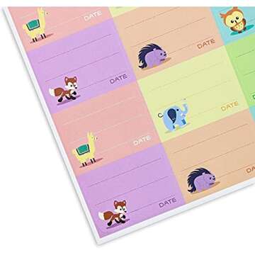 Juvale 500-Pack Self-Adhesive Baby Bottle Labels for Daycare, Writable Stickers for Baby Food, Breastmilk, 10 Animal Designs (1.5x1 in)