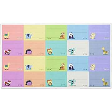 Juvale 500-Pack Self-Adhesive Baby Bottle Labels for Daycare, Writable Stickers for Baby Food, Breastmilk, 10 Animal Designs (1.5x1 in)