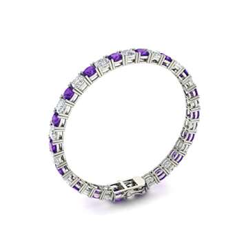 Silver Smile 925 Sterling Silver Gemstone Bracelets Gift for Women, Mom, Wife|Attractive Tennis Bracelet in 7.25" Length with Secure Lock |Dressy & Everyday Bracelets, Comes in a Gift Box