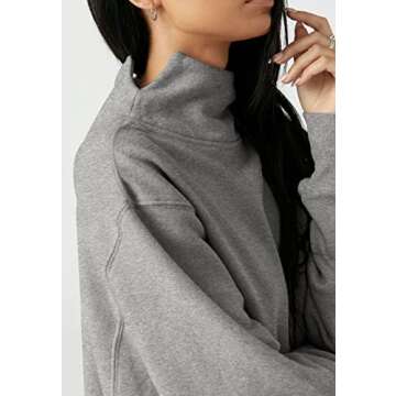 Fisoew Women's Oversized Turtleneck Sweatshirt Long Sleeve Pullover Casual Tops Grey