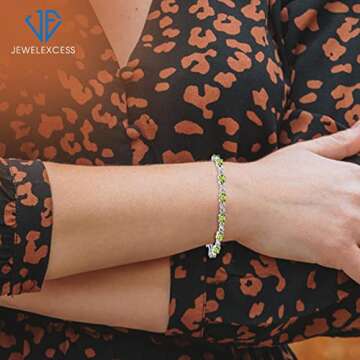 JEWELEXCESS 6.20 Carat Peridot & Diamond Bracelet