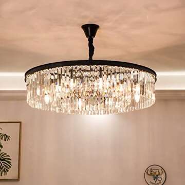 ArinkO LED Lighting, Modern Crystal Ceiling Lights Industrial Retro Home Lamp Compatible with Living Room Kids Bedroom Dining Table LED Ceiling Light Rectangle