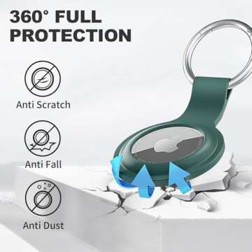 【2 Pack】 Linsaner Compatible with AirTag Case Keychain Air Tag Holder Silicone AirTags Key Ring Cases Tags Chain Apple AirTag GPS Item Finders Accessories，Black Green