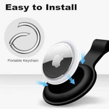 【2 Pack】 Linsaner Compatible with AirTag Case Keychain Air Tag Holder Silicone AirTags Key Ring Cases Tags Chain Apple AirTag GPS Item Finders Accessories，Black Green