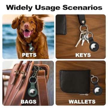 【2 Pack】 Linsaner Compatible with AirTag Case Keychain Air Tag Holder Silicone AirTags Key Ring Cases Tags Chain Apple AirTag GPS Item Finders Accessories，Black Green