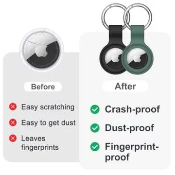 【2 Pack】 Linsaner Compatible with AirTag Case Keychain Air Tag Holder Silicone AirTags Key Ring Cases Tags Chain Apple AirTag GPS Item Finders Accessories，Black Green