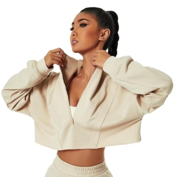 HerGymClothing Women's Cropped Sweatshirt - Stylish Half Zip Jacket for All Occasions