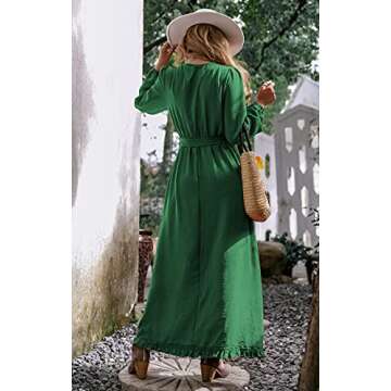 BerryGo Long Sleeve Wrap Ruffle Maxi Dress for Weddings