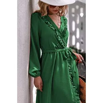 BerryGo Long Sleeve Wrap Ruffle Maxi Dress for Weddings