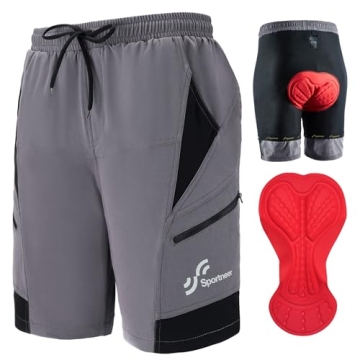 Sportneer Men's 3D Padded MTB Cycling Shorts - Comfort & Style for Riders