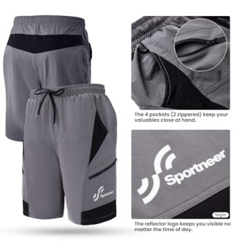 Sportneer Men's 3D Padded MTB Cycling Shorts Comfort Ride