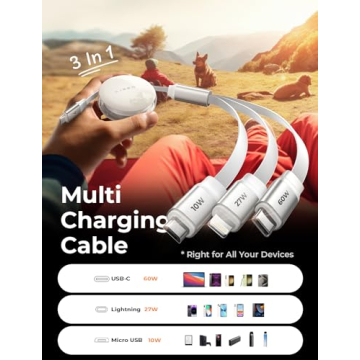 LISEN 60W Multi Charging Cable Fast Retractable Universal