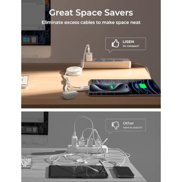 LISEN 60W Multi Charging Cable Fast Retractable Universal