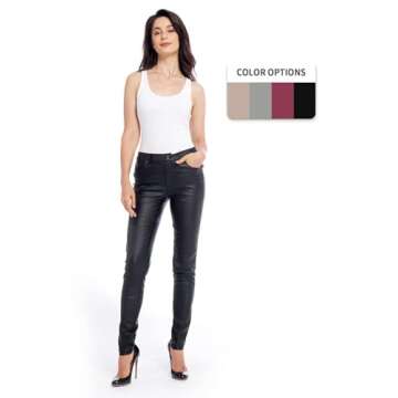 S P Y M Womens Stretchy Jeggings, Faux Leather Legging Pants with Pockets, Regular and Plus Size