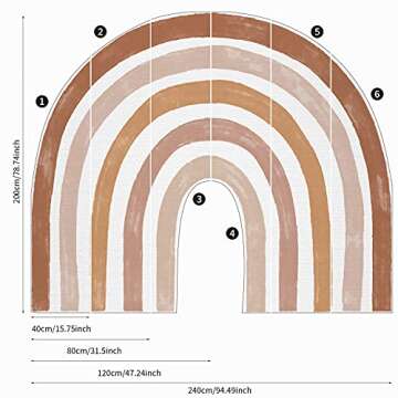 funlife Fabric Large Rainbow Wall Mural Stickers Peel and Stick, Precut Rainbow Wall Decals for Girls Bedroom, Watercolor Boho Rainbow Wallpaper Decor for Kids Nursery Room Playroom, 94.49" x 78.74"