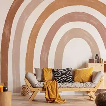 funlife Fabric Large Rainbow Wall Mural Stickers Peel and Stick, Precut Rainbow Wall Decals for Girls Bedroom, Watercolor Boho Rainbow Wallpaper Decor for Kids Nursery Room Playroom, 94.49" x 78.74"