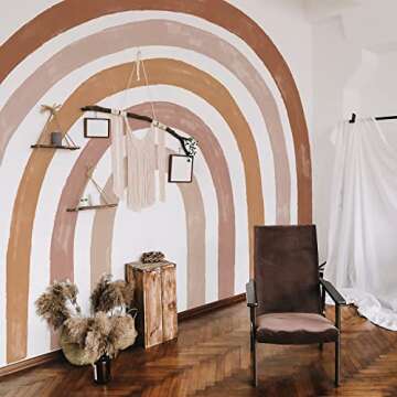 funlife Fabric Large Rainbow Wall Mural Stickers Peel and Stick, Precut Rainbow Wall Decals for Girls Bedroom, Watercolor Boho Rainbow Wallpaper Decor for Kids Nursery Room Playroom, 94.49" x 78.74"