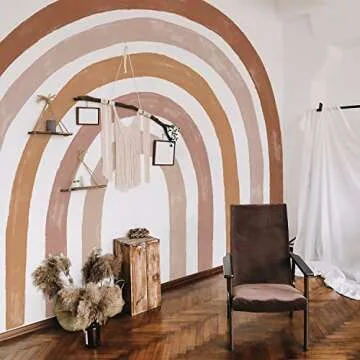 funlife Fabric Large Rainbow Wall Mural Stickers Peel and Stick, Precut Rainbow Wall Decals for Girls Bedroom, Watercolor Boho Rainbow Wallpaper Decor for Kids Nursery Room Playroom, 94.49" x 78.74"