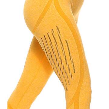 KIWI RATA Women's High Waist Active Seamless Compression Fitness Leggings Running Workout Slim Butt Lift Yoga Pants (#2 Yellow, Medium)