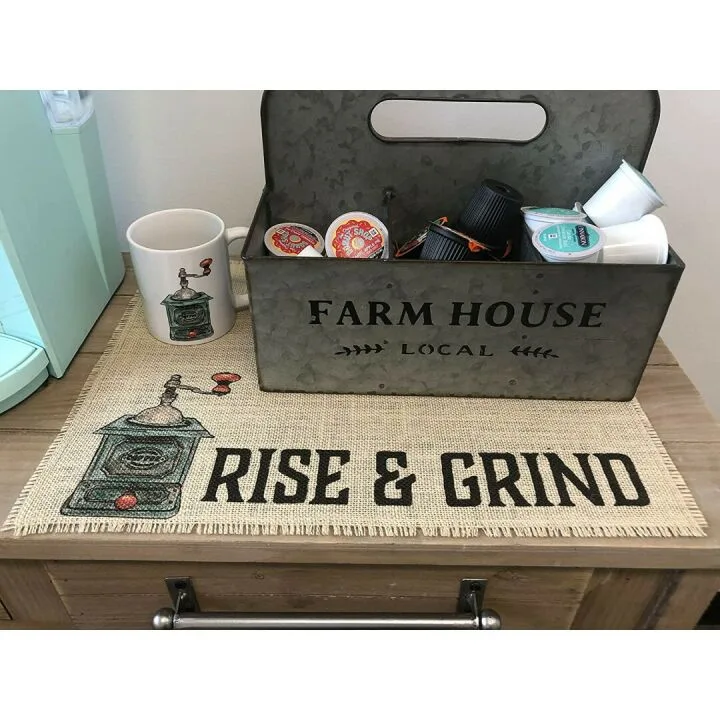 Burlap Coffee Maker Mat - Stylish Coffee Station Accessory