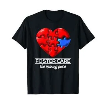 Foster Care Awareness T Shirt Red Heart The Missing Piece