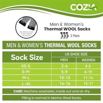 COZIA Merino Wool Thermal Socks for Men and Women