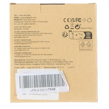 Gritin Book Light - LED, Rechargeable & Lightweight