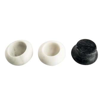 Creative Co-Op 3-Level Marble Snowman Shaped Pinch Pots with Hat Lid, White and Black