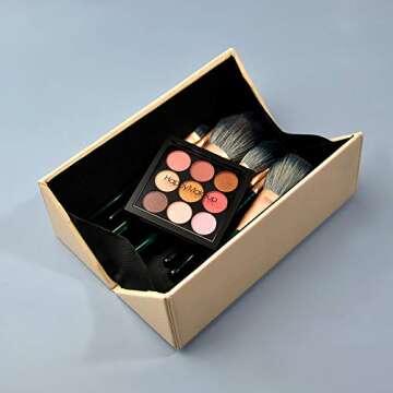 Hard Shell Makeup Brushes Holder Organize Case Magnetic Closure Professional Leather Cosmetic Brush Case for Travel ,Nude