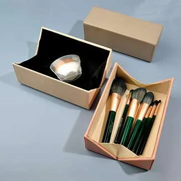 Hard Shell Makeup Brushes Holder Organize Case Magnetic Closure Professional Leather Cosmetic Brush Case for Travel ,Nude